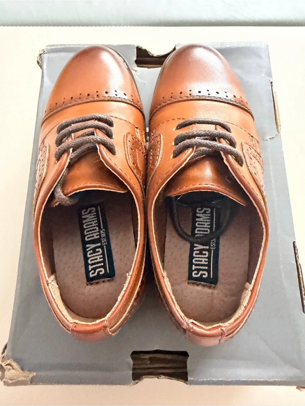 Stacy Adams Toddler Boy Brown Leather Wingtip Oxfords | Size 6